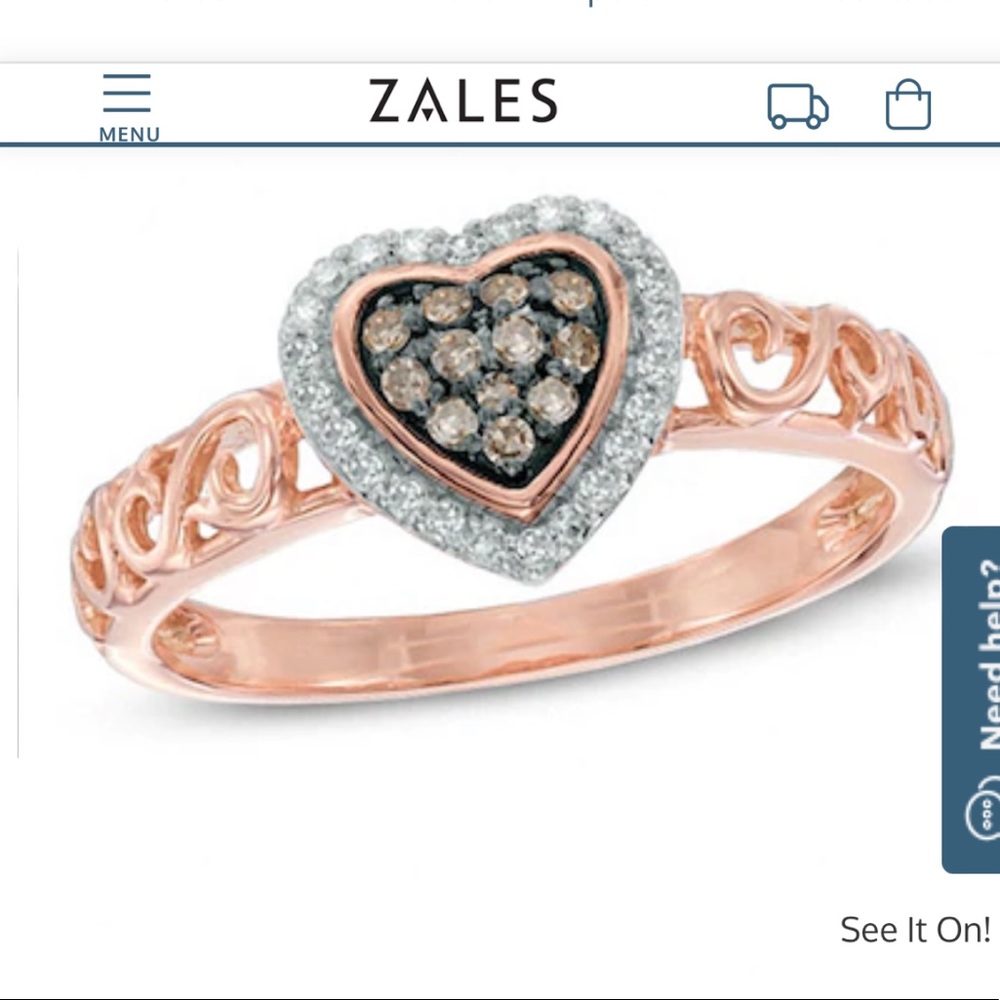 Zales Diamond Heart ring with rose gold band